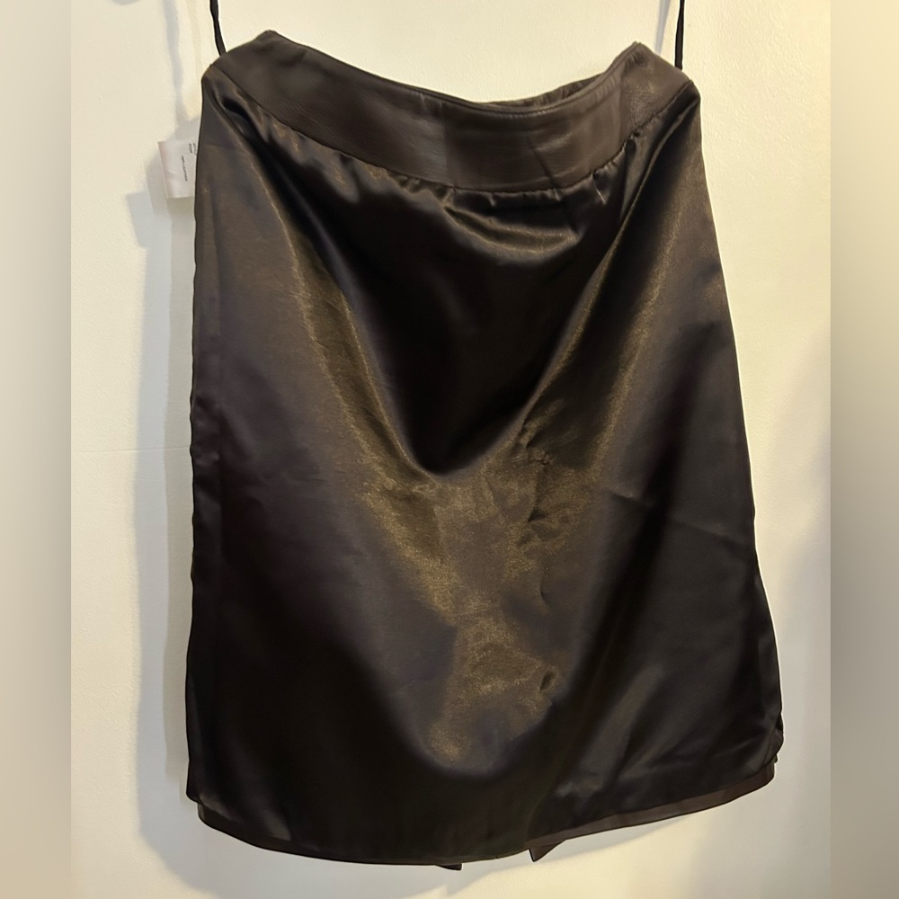 FOLIO SAKS FIFTH AVENUE chocolate Brown Leather Pencil Modi-Skirt - Picture 10 of 15
